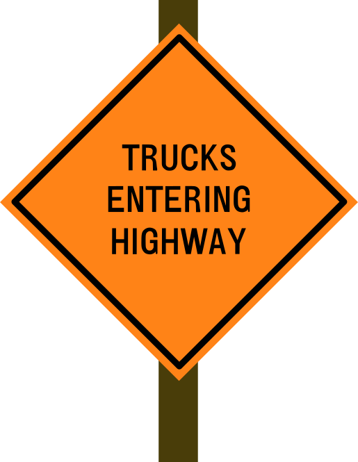 Trucks entering highway