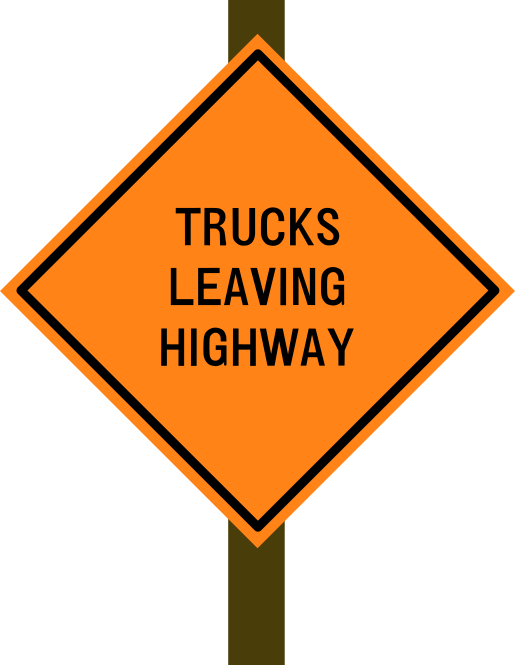 Trucks leaving highway