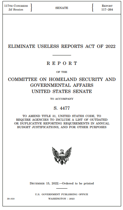 Report on the Eliminate Useless Reports Act