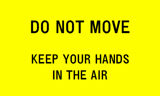 Do not move—keep your hands in the air